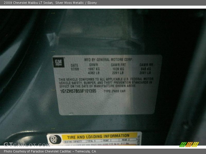 Silver Moss Metallic / Ebony 2009 Chevrolet Malibu LT Sedan