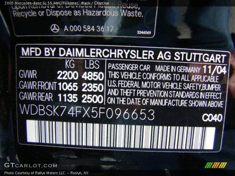 Black / Charcoal 2005 Mercedes-Benz SL 55 AMG Roadster
