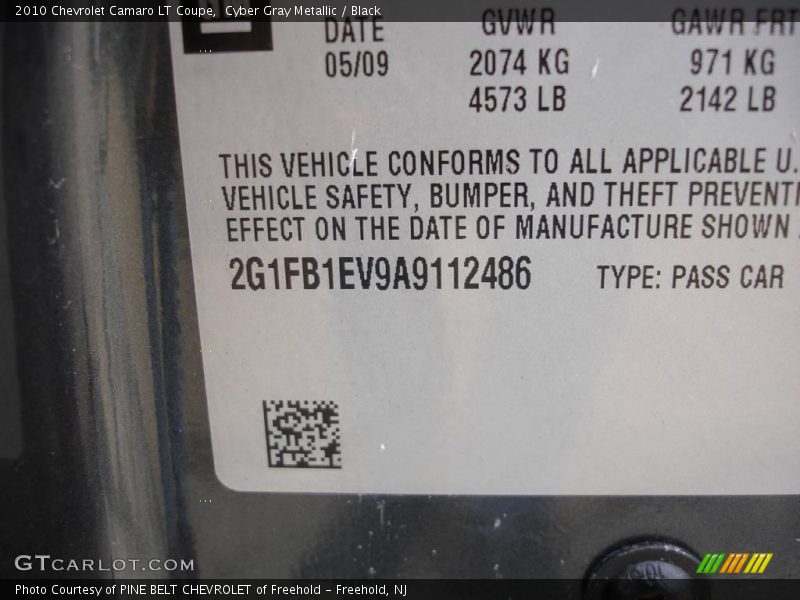 Cyber Gray Metallic / Black 2010 Chevrolet Camaro LT Coupe