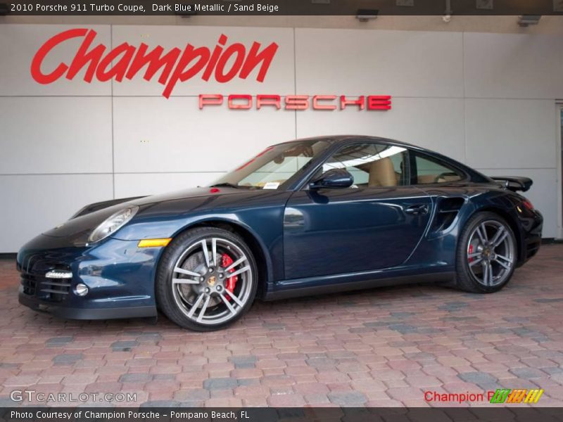 Dark Blue Metallic / Sand Beige 2010 Porsche 911 Turbo Coupe