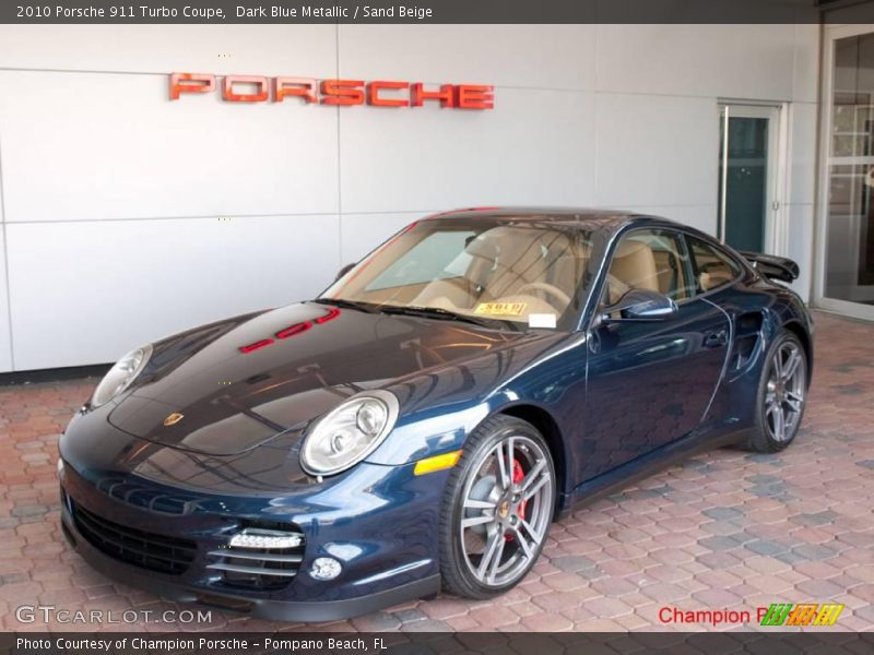 Dark Blue Metallic / Sand Beige 2010 Porsche 911 Turbo Coupe