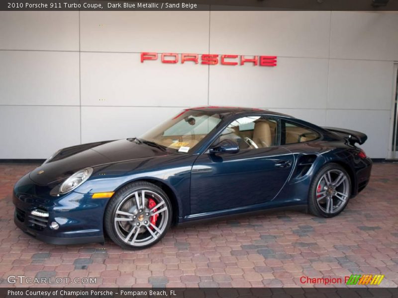 Dark Blue Metallic / Sand Beige 2010 Porsche 911 Turbo Coupe