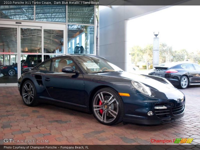 Dark Blue Metallic / Sand Beige 2010 Porsche 911 Turbo Coupe