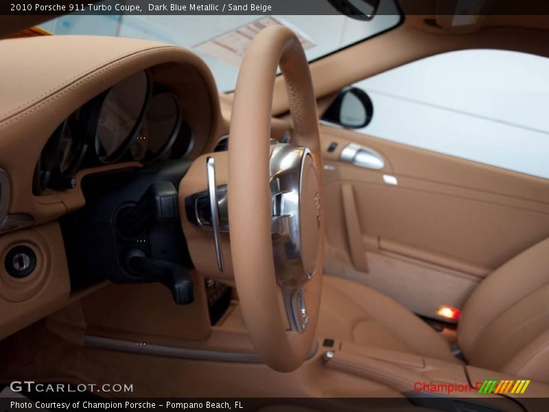 Dark Blue Metallic / Sand Beige 2010 Porsche 911 Turbo Coupe