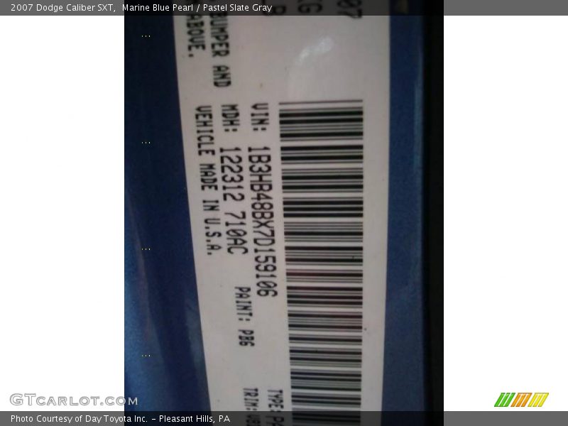 Marine Blue Pearl / Pastel Slate Gray 2007 Dodge Caliber SXT