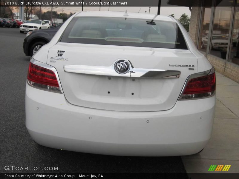 Summit White / Cocoa/Light Cashmere 2010 Buick LaCrosse CXL AWD