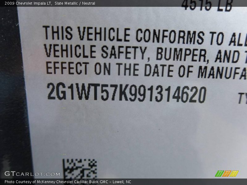 Slate Metallic / Neutral 2009 Chevrolet Impala LT