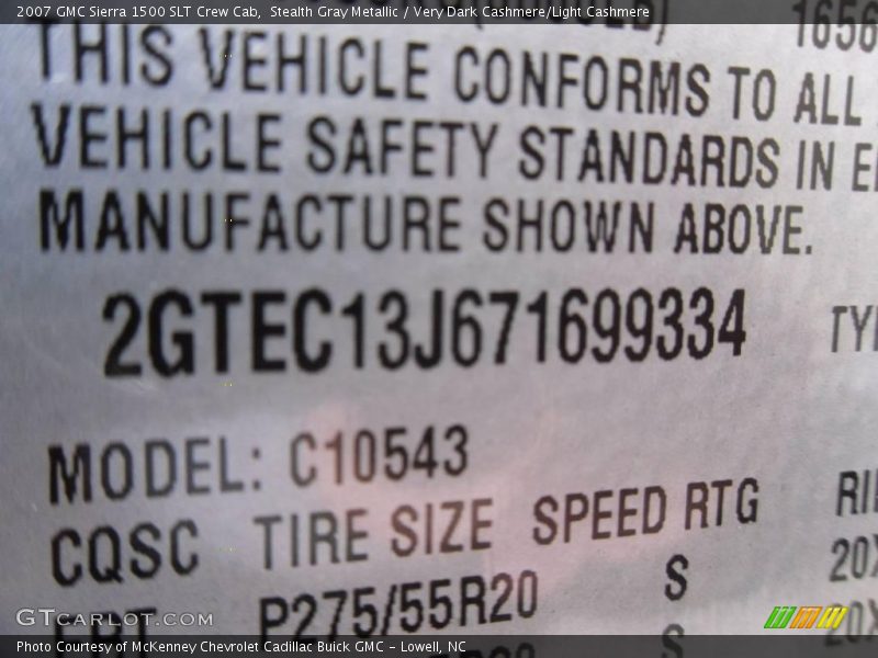 Stealth Gray Metallic / Very Dark Cashmere/Light Cashmere 2007 GMC Sierra 1500 SLT Crew Cab