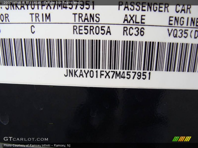 Twilight Blue Pearl / Wheat 2007 Infiniti M 35x Sedan