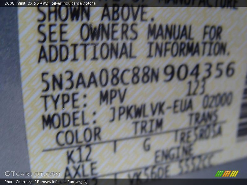 Silver Indulgence / Stone 2008 Infiniti QX 56 4WD