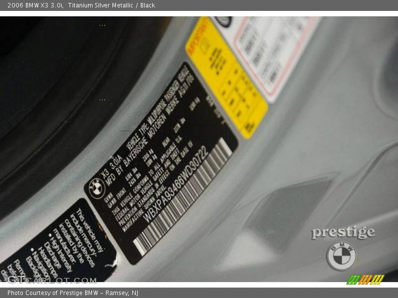 Titanium Silver Metallic / Black 2006 BMW X3 3.0i