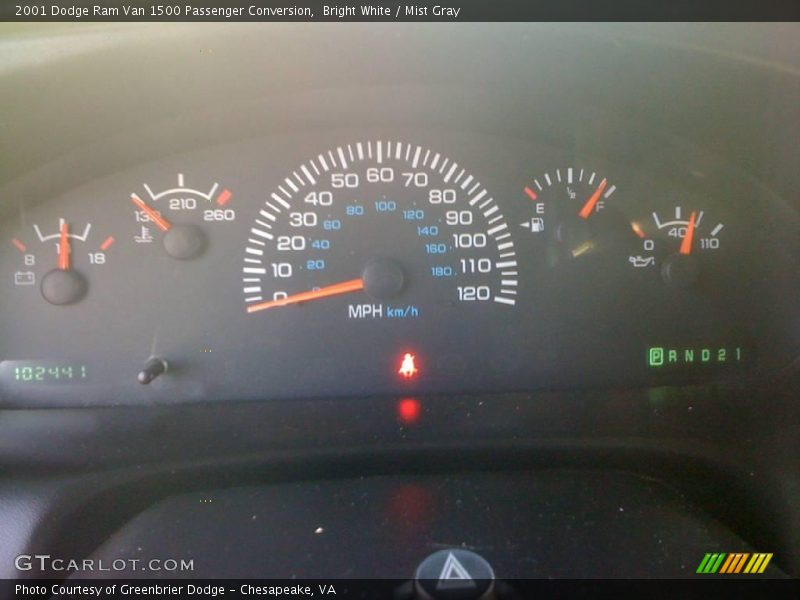 Bright White / Mist Gray 2001 Dodge Ram Van 1500 Passenger Conversion