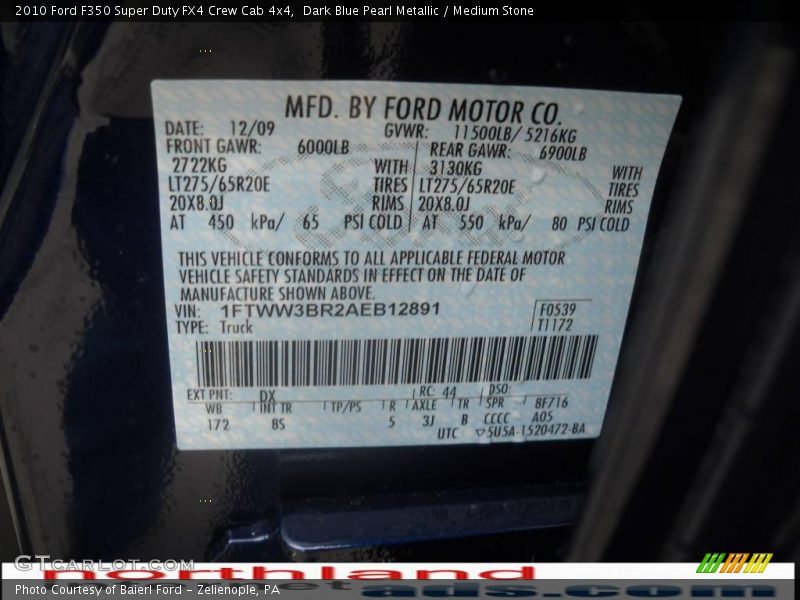 Dark Blue Pearl Metallic / Medium Stone 2010 Ford F350 Super Duty FX4 Crew Cab 4x4