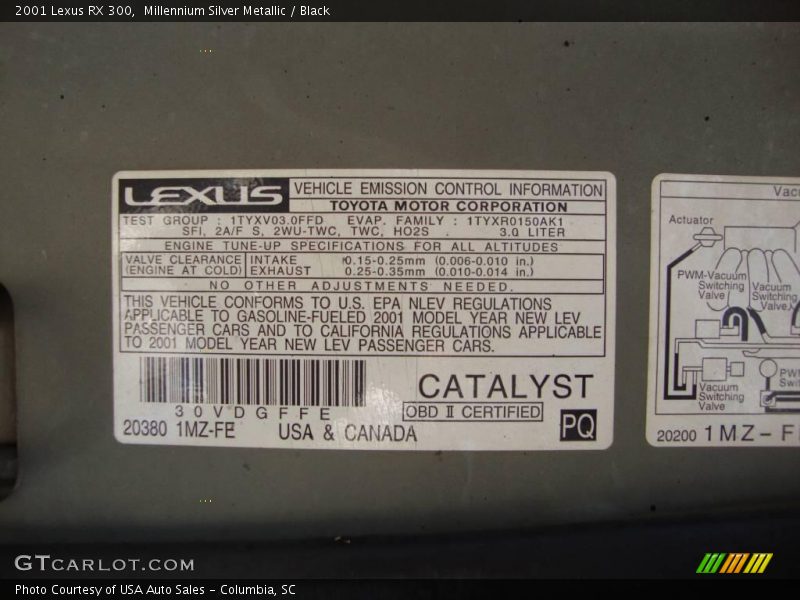 Millennium Silver Metallic / Black 2001 Lexus RX 300