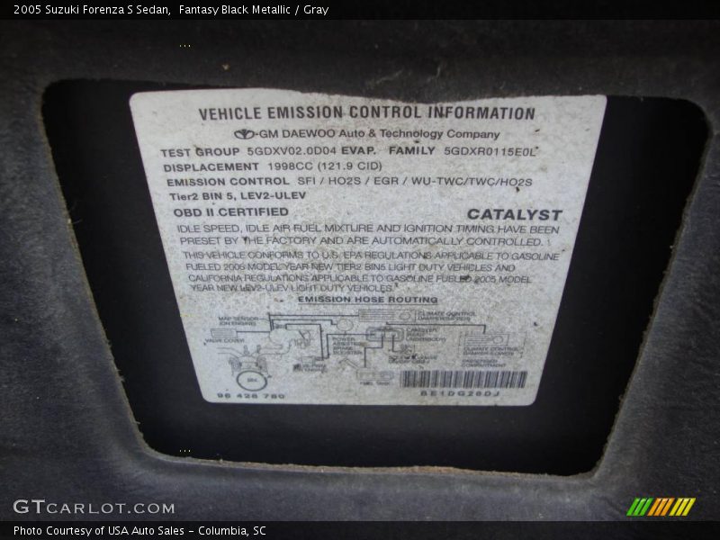 Fantasy Black Metallic / Gray 2005 Suzuki Forenza S Sedan
