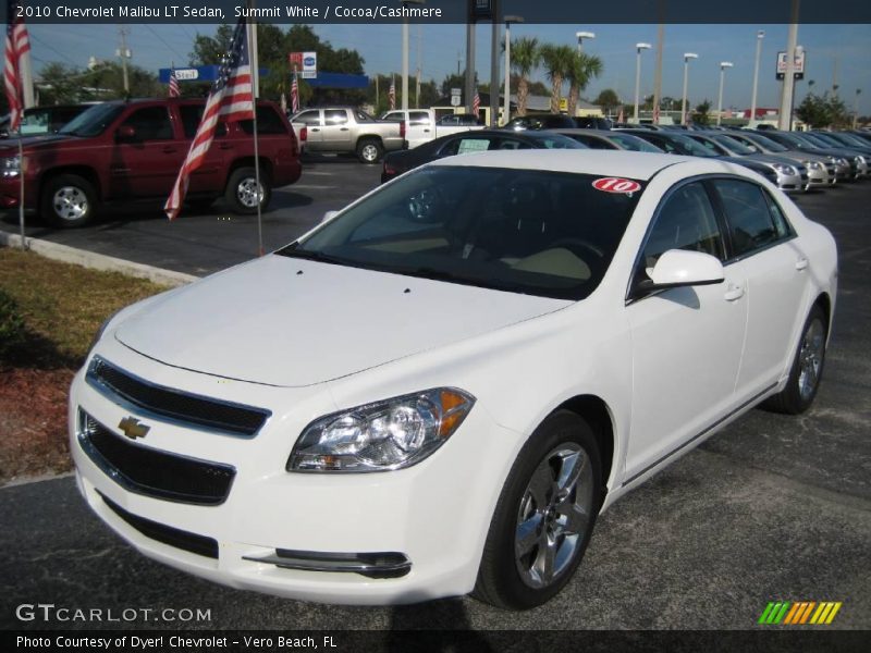 Summit White / Cocoa/Cashmere 2010 Chevrolet Malibu LT Sedan