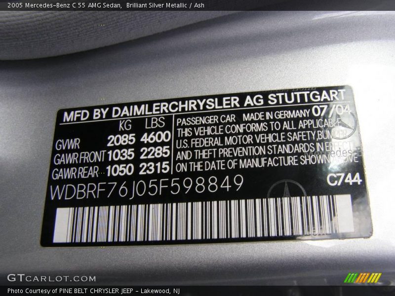Brilliant Silver Metallic / Ash 2005 Mercedes-Benz C 55 AMG Sedan