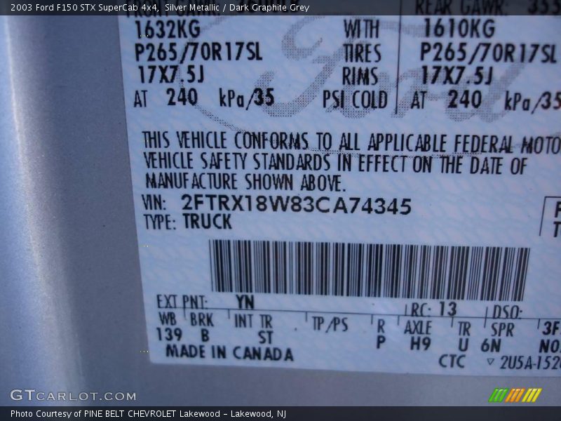 Silver Metallic / Dark Graphite Grey 2003 Ford F150 STX SuperCab 4x4