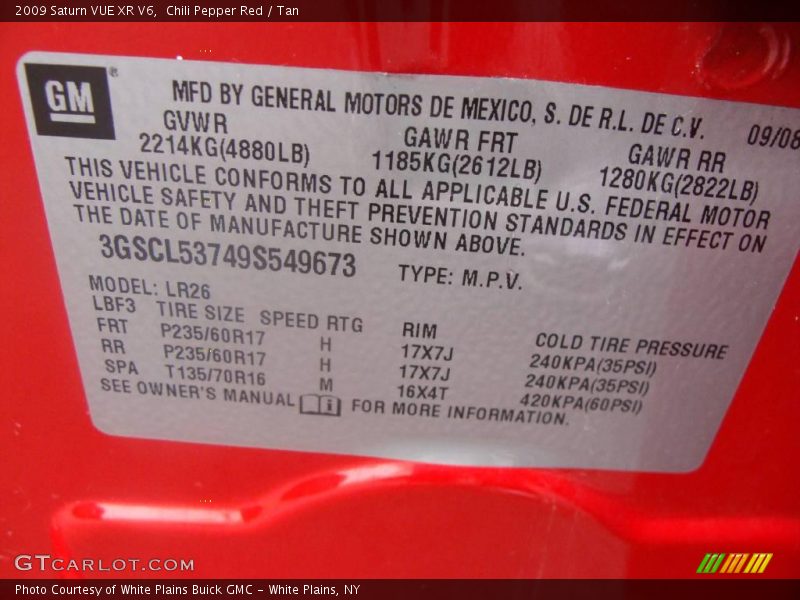 Chili Pepper Red / Tan 2009 Saturn VUE XR V6