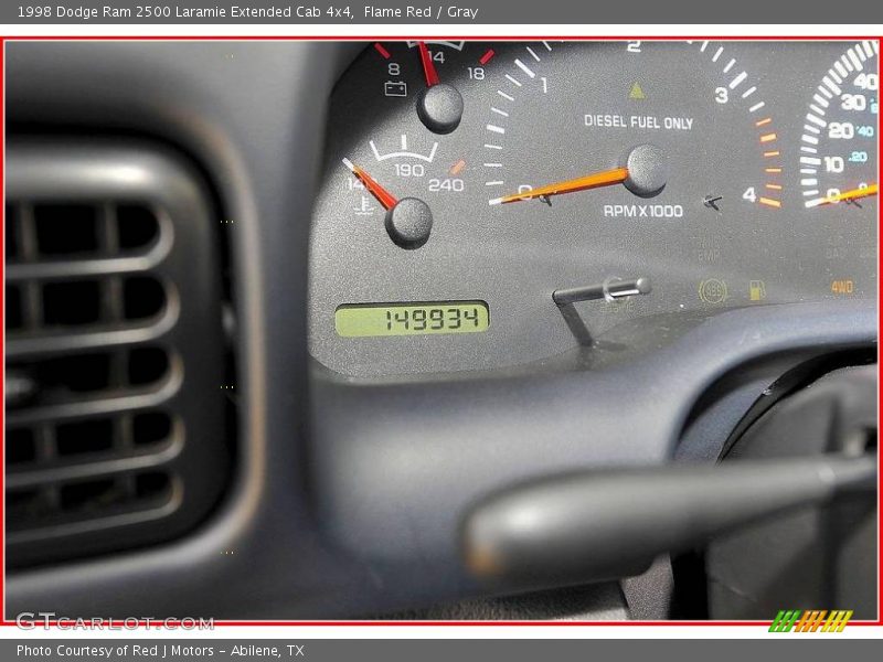 Flame Red / Gray 1998 Dodge Ram 2500 Laramie Extended Cab 4x4