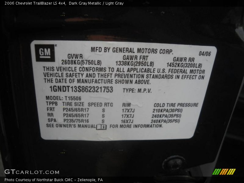 Dark Gray Metallic / Light Gray 2006 Chevrolet TrailBlazer LS 4x4