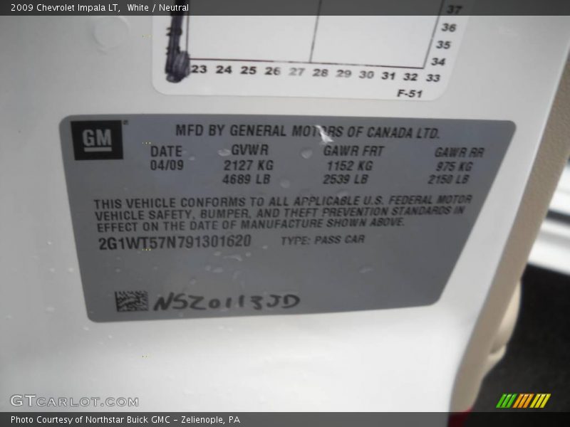 White / Neutral 2009 Chevrolet Impala LT
