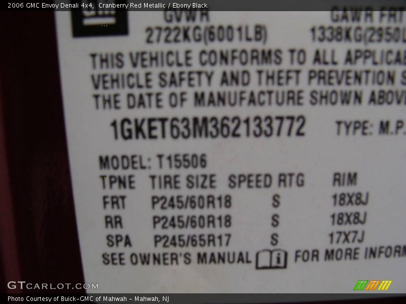 Cranberry Red Metallic / Ebony Black 2006 GMC Envoy Denali 4x4