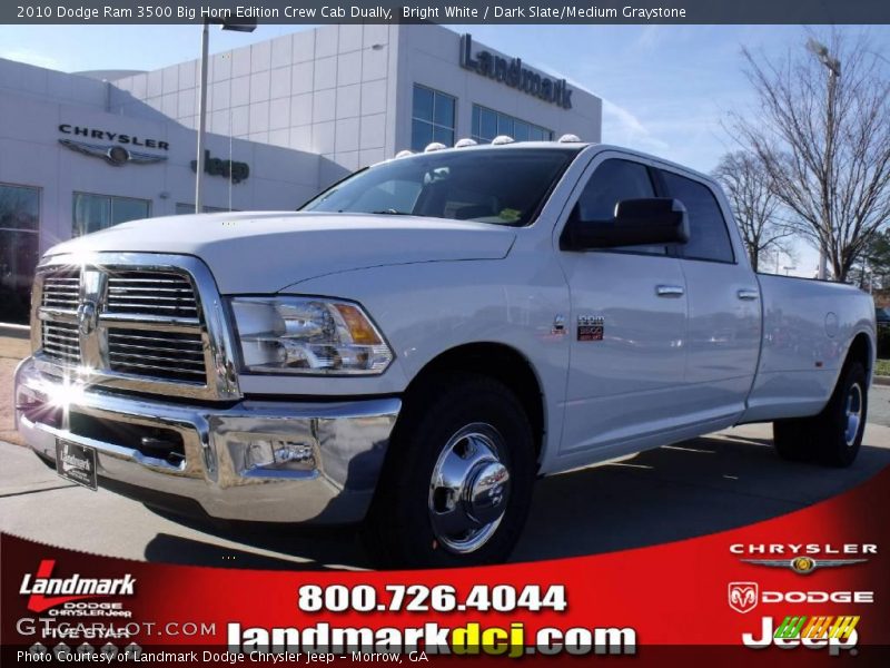 Bright White / Dark Slate/Medium Graystone 2010 Dodge Ram 3500 Big Horn Edition Crew Cab Dually