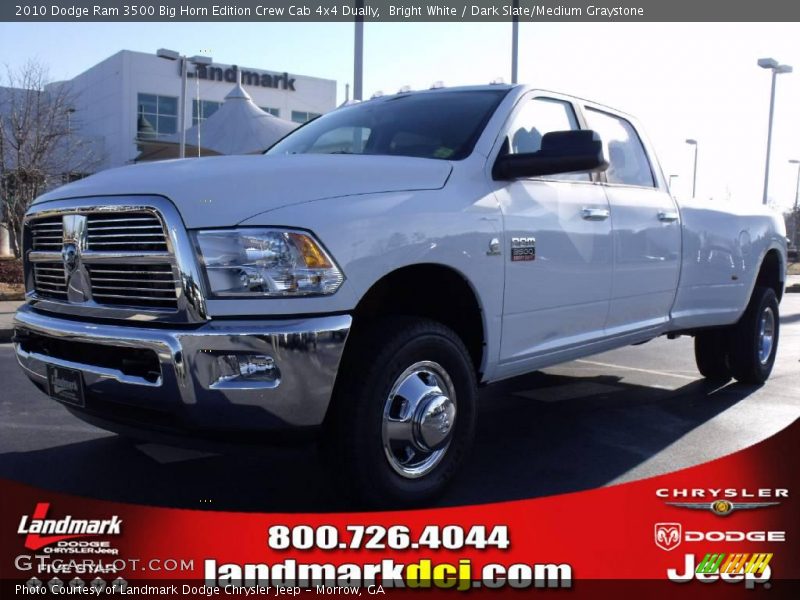 Bright White / Dark Slate/Medium Graystone 2010 Dodge Ram 3500 Big Horn Edition Crew Cab 4x4 Dually