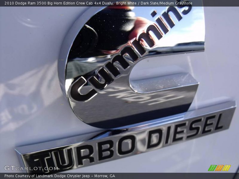 Bright White / Dark Slate/Medium Graystone 2010 Dodge Ram 3500 Big Horn Edition Crew Cab 4x4 Dually