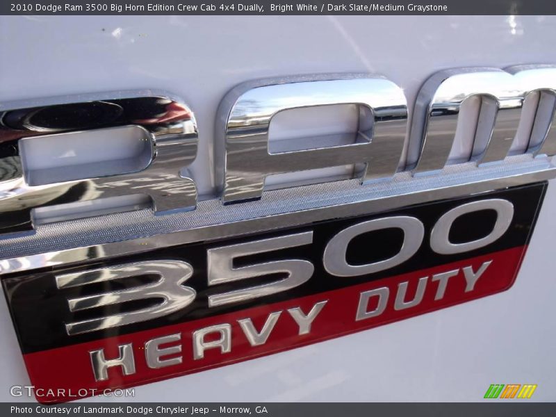 Bright White / Dark Slate/Medium Graystone 2010 Dodge Ram 3500 Big Horn Edition Crew Cab 4x4 Dually