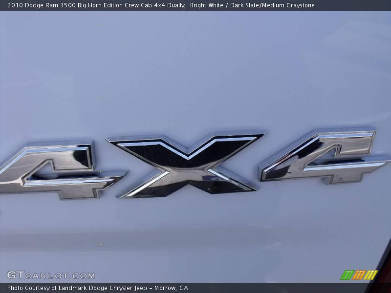 Bright White / Dark Slate/Medium Graystone 2010 Dodge Ram 3500 Big Horn Edition Crew Cab 4x4 Dually