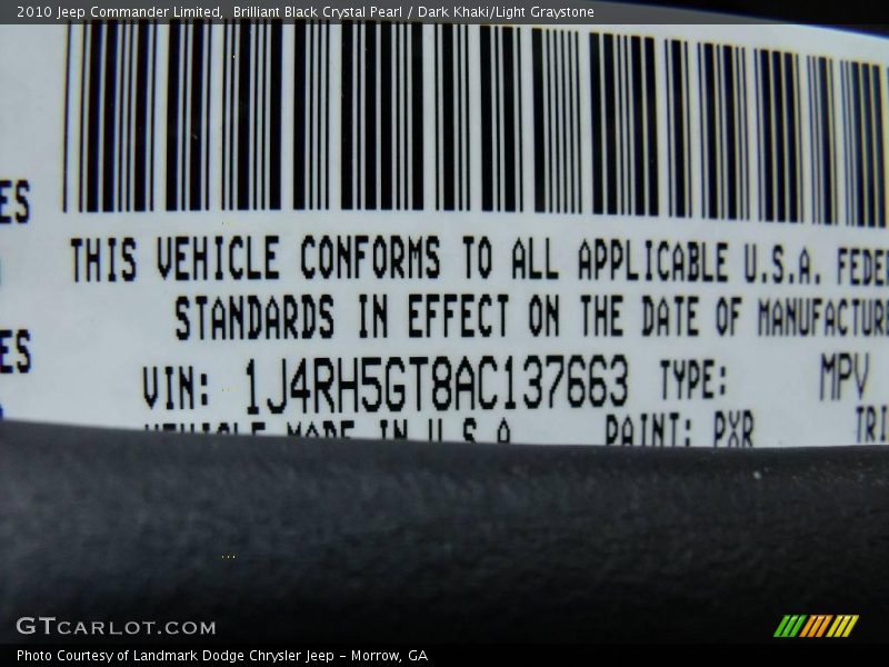 Brilliant Black Crystal Pearl / Dark Khaki/Light Graystone 2010 Jeep Commander Limited