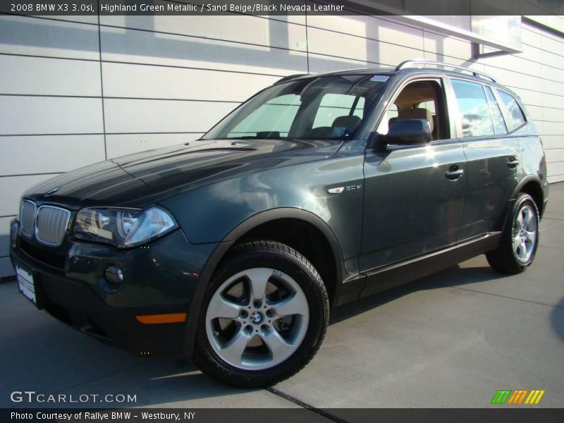 Highland Green Metallic / Sand Beige/Black Nevada Leather 2008 BMW X3 3.0si