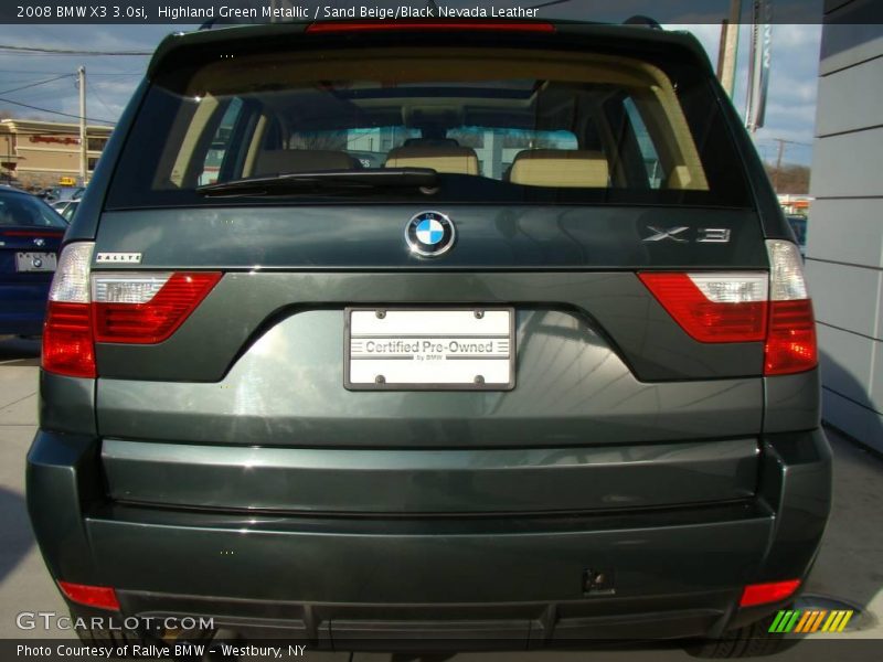 Highland Green Metallic / Sand Beige/Black Nevada Leather 2008 BMW X3 3.0si