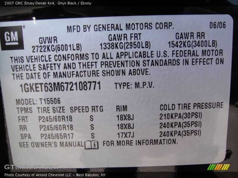 Onyx Black / Ebony 2007 GMC Envoy Denali 4x4