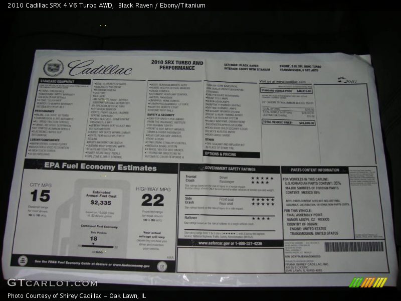 Black Raven / Ebony/Titanium 2010 Cadillac SRX 4 V6 Turbo AWD
