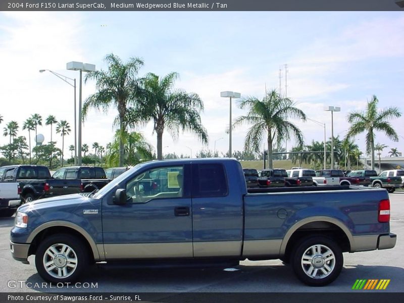 Medium Wedgewood Blue Metallic / Tan 2004 Ford F150 Lariat SuperCab
