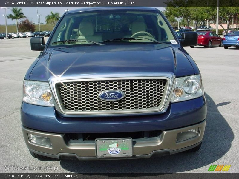 Medium Wedgewood Blue Metallic / Tan 2004 Ford F150 Lariat SuperCab