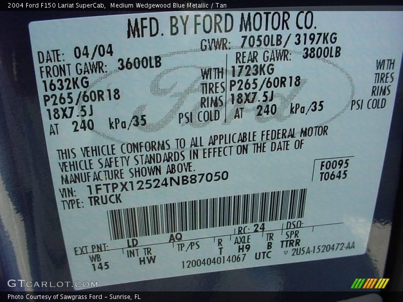 Medium Wedgewood Blue Metallic / Tan 2004 Ford F150 Lariat SuperCab