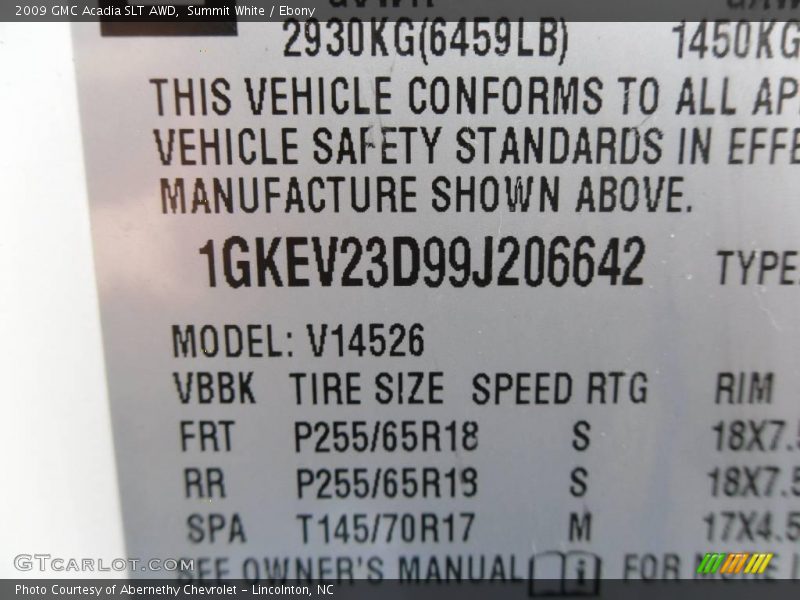 Summit White / Ebony 2009 GMC Acadia SLT AWD