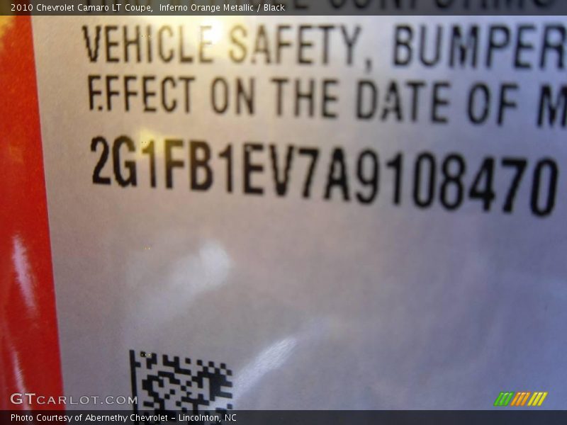 Inferno Orange Metallic / Black 2010 Chevrolet Camaro LT Coupe