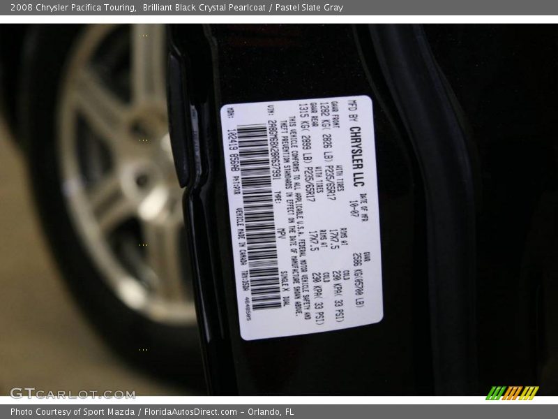 Brilliant Black Crystal Pearlcoat / Pastel Slate Gray 2008 Chrysler Pacifica Touring