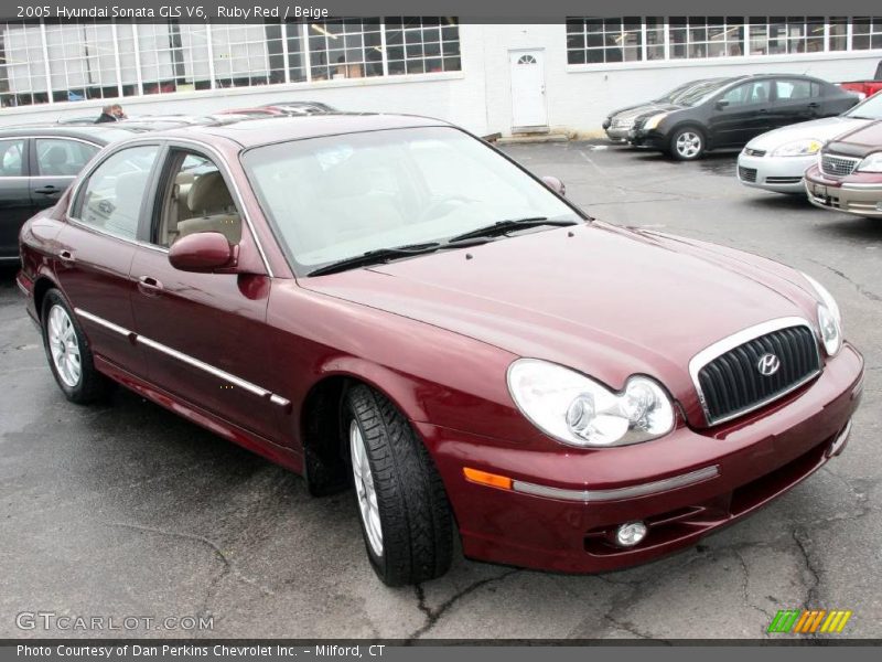 Ruby Red / Beige 2005 Hyundai Sonata GLS V6