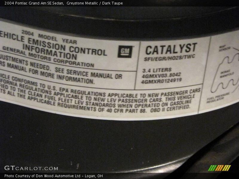 Greystone Metallic / Dark Taupe 2004 Pontiac Grand Am SE Sedan