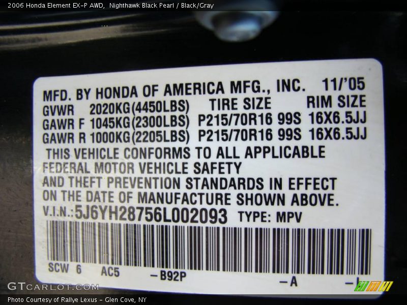 Nighthawk Black Pearl / Black/Gray 2006 Honda Element EX-P AWD