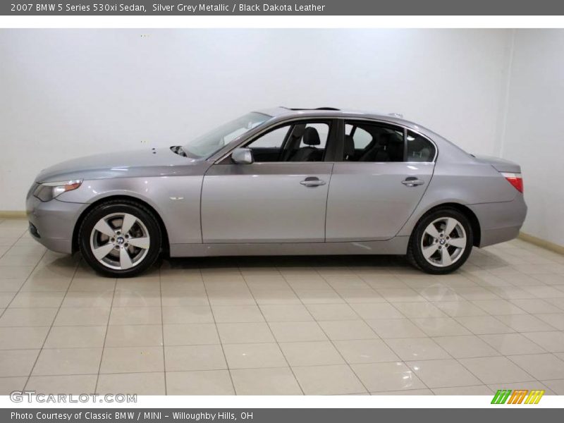 Silver Grey Metallic / Black Dakota Leather 2007 BMW 5 Series 530xi Sedan