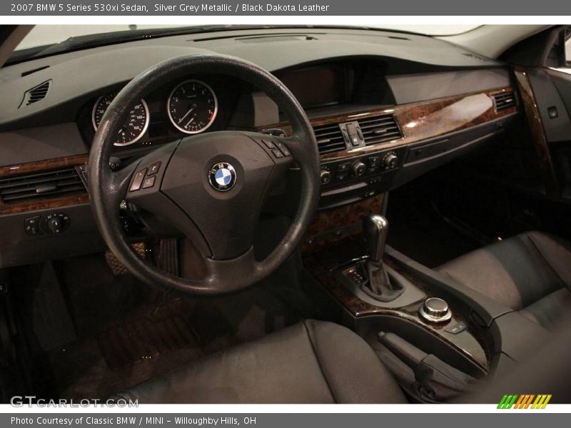 Silver Grey Metallic / Black Dakota Leather 2007 BMW 5 Series 530xi Sedan