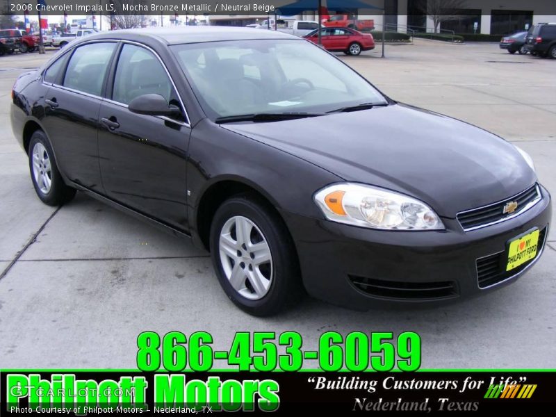 Mocha Bronze Metallic / Neutral Beige 2008 Chevrolet Impala LS