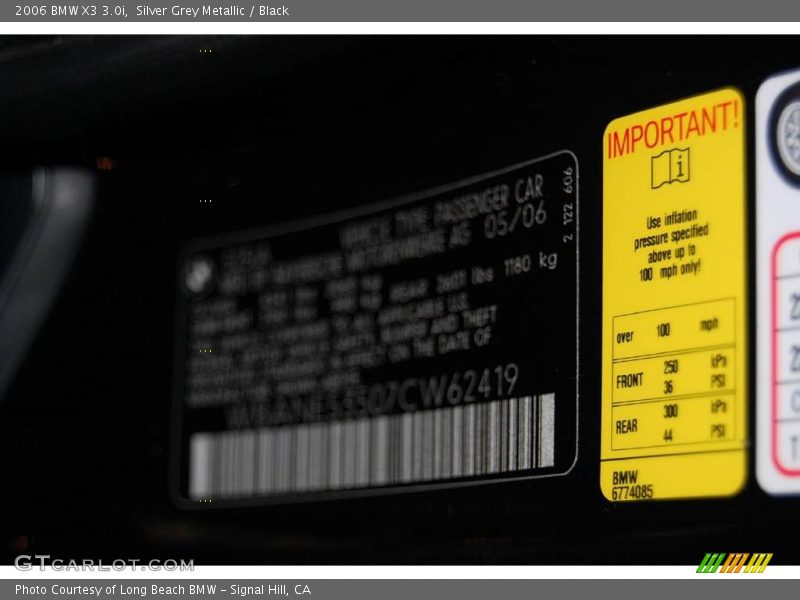 Silver Grey Metallic / Black 2006 BMW X3 3.0i